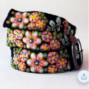 Jenny Krauss Anthropologie Wool Embroidered Belt Southwest Walkabout Small
